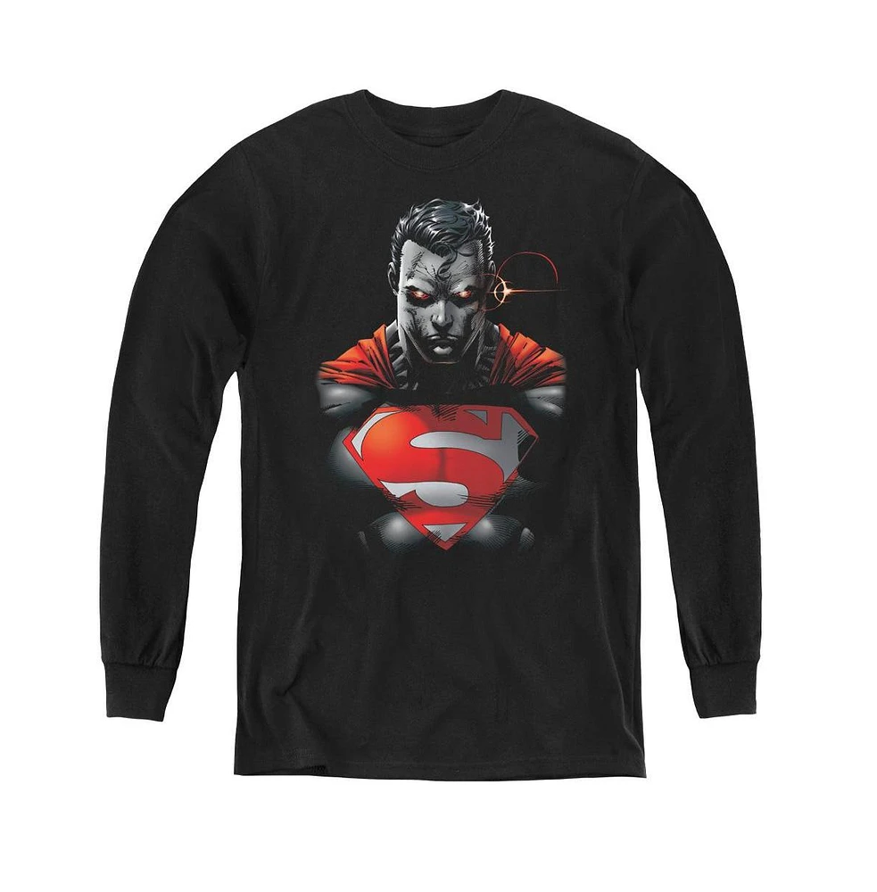 Superman Boys Youth Heat Vision Charged Long Sleeve Sweatshirts