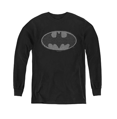Batman Boys Youth Chainmail Shield Long Sleeve Sweatshirts