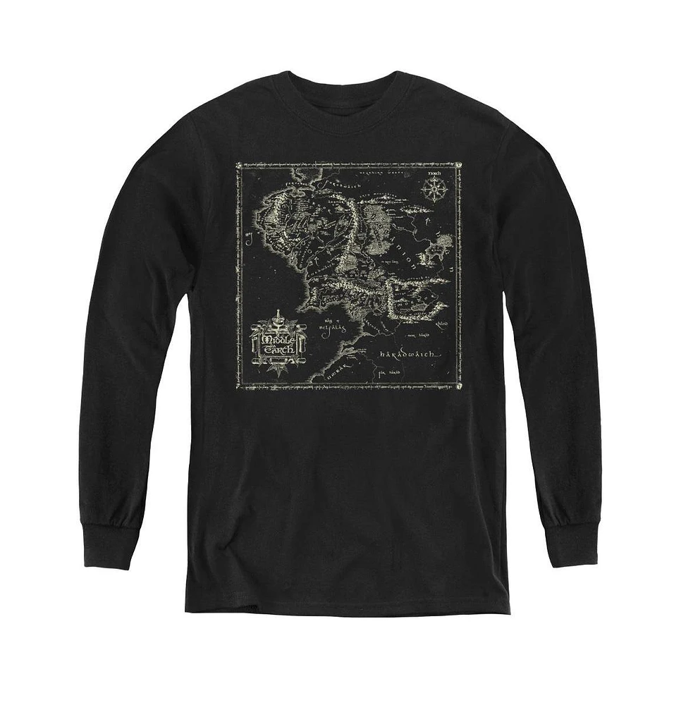 Lord Of The Rings Boys Youth Map Me Long Sleeve Sweatshirts