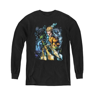 Justice League Boys of America Youth Aquaman 1 Long Sleeve Sweatshirts