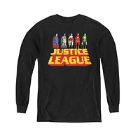 Justice League Boys of America Youth Standing Above Long Sleeve Sweatshirts