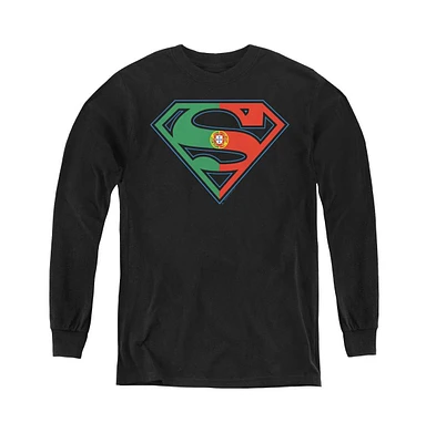 Superman Boys Youth Portugal Shield Long Sleeve Sweatshirts