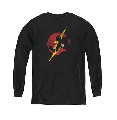 Justice League Boys of America Youth Flash Symbol Knockout Long Sleeve Sweatshirts