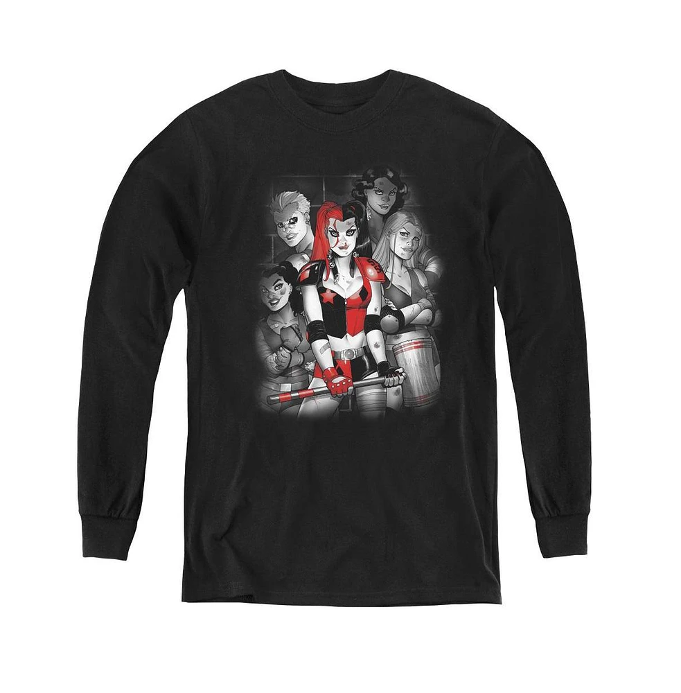 Batman Boys Youth Bad Gals Bw Long Sleeve Sweatshirts