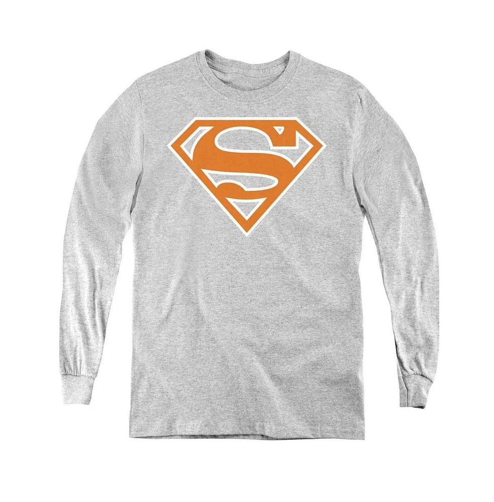 Superman Boys Youth Burnt Orange & White Shield Long Sleeve Sweatshirts