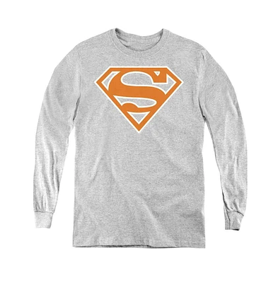 Superman Boys Youth Burnt Orange & White Shield Long Sleeve Sweatshirts