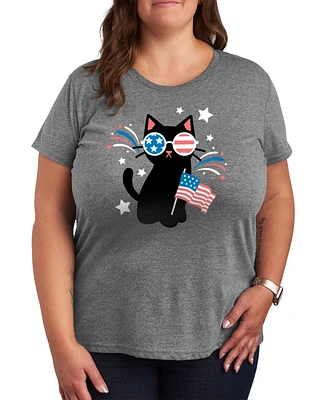 Hybrid Apparel Trendy Plus Usa Cat Graphic T-Shirt