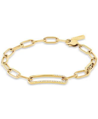 Calvin Klein Stainless Steel Pave & Logo Link Bracelet