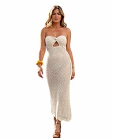 Cupshe Women's X JoJo Crochet Sweetheart Twist Cutout Midi Beach Dress