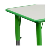 Emma+Oliver 23.625"W X 47.25"L Rectangular Plastic Height Adjustable Activity Table