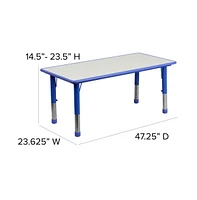 Emma+Oliver 23.625"W X 47.25"L Rectangular Plastic Height Adjustable Activity Table