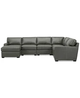 Radley 129" 6-Pc. Leather Square Corner Modular Chaise Sectional, Created for Macy's
