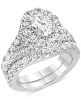 Diamond Oval Halo Bridal Set (4 ct. t.w.) in 14k White Gold