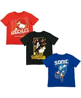 Sega Boys Sonic The Hedgehog 3 Pack T-Shirts Sonic/Knuckles/Shadow