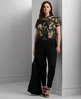 Lauren Ralph Plus Flutter-Sleeve Top