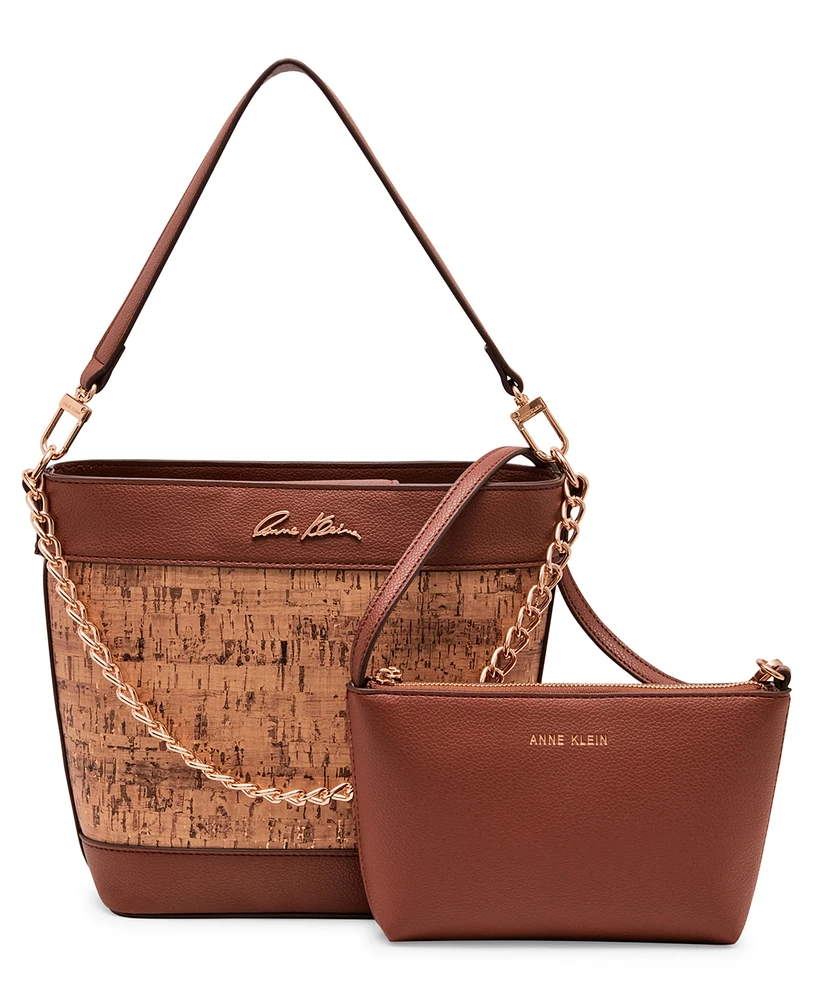 Anne Klein Cork Bucket Bag with Pouch