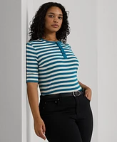 Lauren Ralph Plus Striped Henley Tee