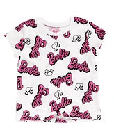 Barbie Toddler Girls French Terry T-Shirt and Active Retro Dolphin Shorts Outfit Set