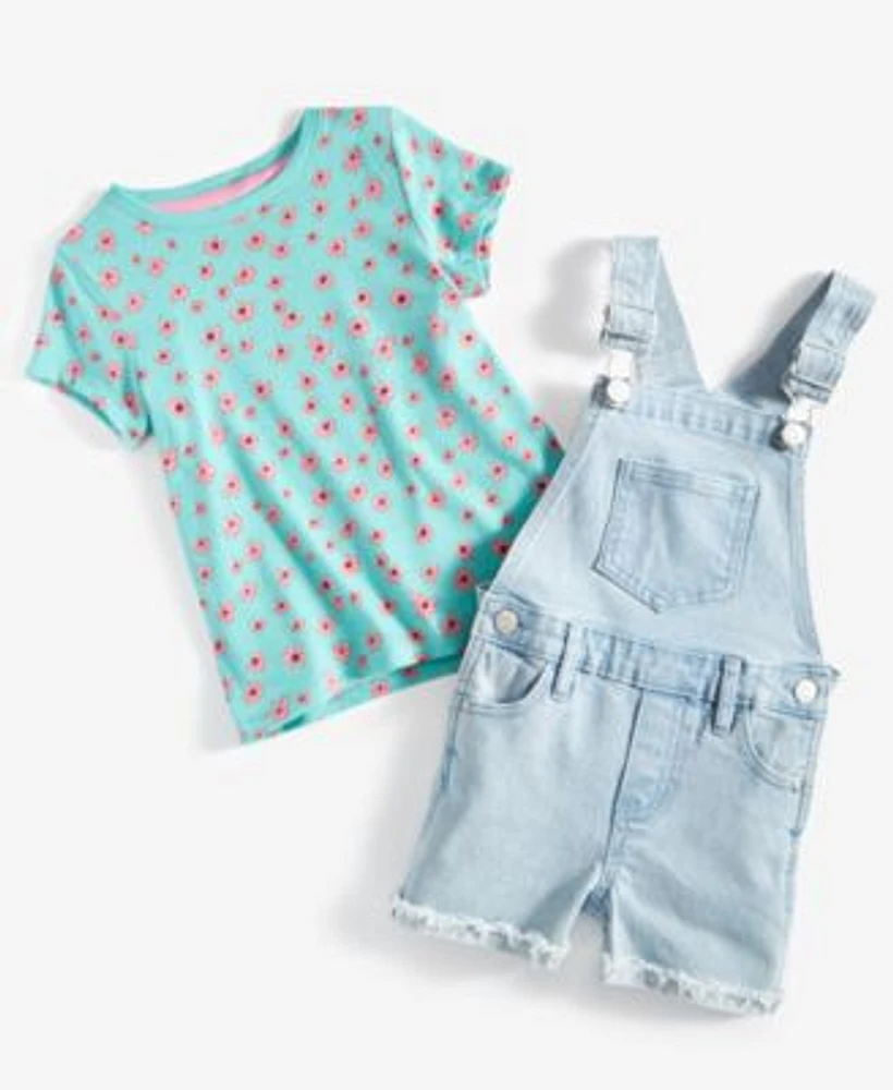 Epic Threads Toddler Girls Doodle Daisies T Shirt Tulip Denim Shortalls Created For Macys