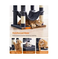 Slickblue Cat Tree Tower With Hammock, Basket, Scratching Posts, Caves, Plush Perches