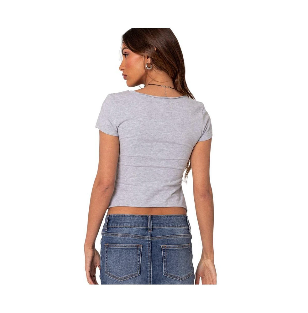 Edikted Women's Ava V Neck Ruched Top
