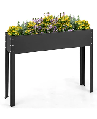 Costway 40" Raised Garden Bed with Legs Metal Elevated Planter Box Drainage Hole Backyard