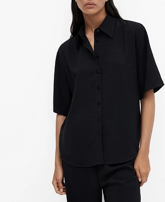 Mango Women's Short-Sleeve Button-Down Shirt