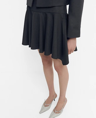 Mango Women's Asymmetrical Hem Wool Mini-Skirt