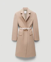 Mango Women's Belted Structured Double Fabric Coat