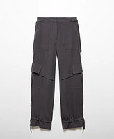 Mango Women's Metallic Details Cargo Pants