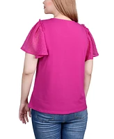 Ny Collection Clip Dot Flutter Sleeve Top