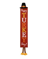 Glitzhome 58.5"H Thanksgiving Wooden "Happy Turkey Day" Porch Sign with Fabric Dangling Legs