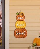 Glitzhome 35.5"H Thanksgiving Metal Stacked Pumpkins Yard Stake