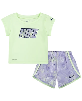 Nike Infant Girls Dri-fit Tee and Printed Shorts Set