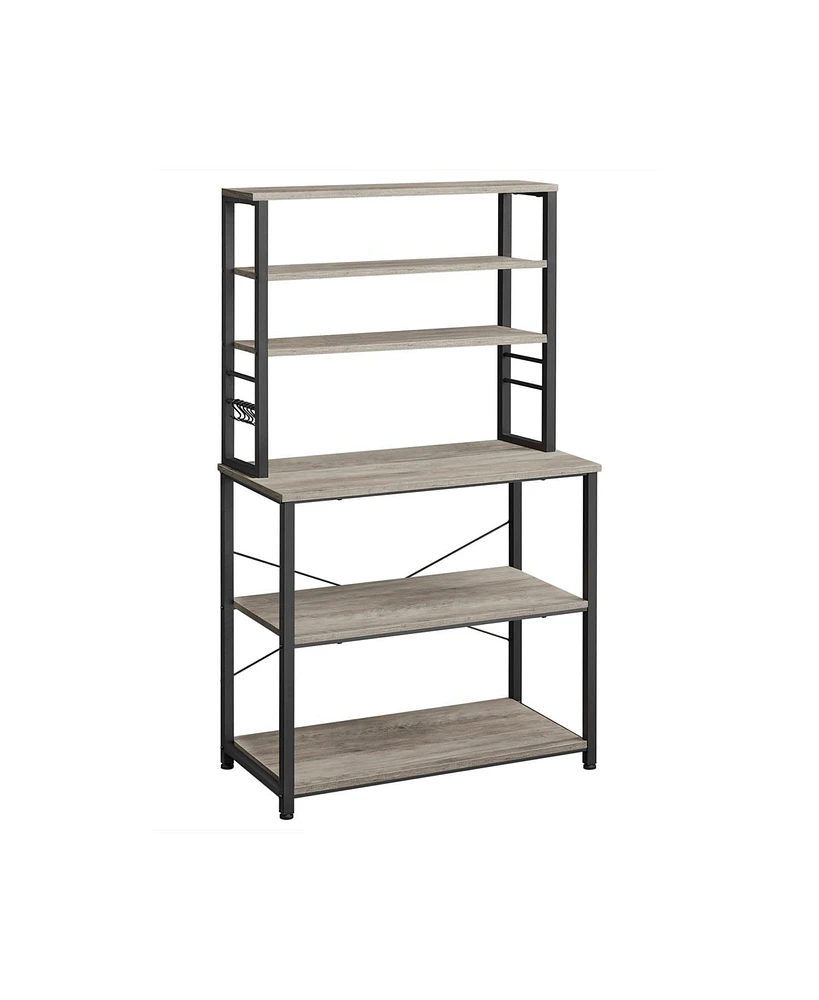 Slickblue 6-tier Industrial Baker's Rack Microwave Oven Stand With 6 Hooks And Metal Frame