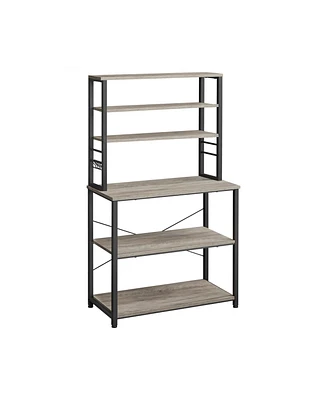 Slickblue 6-tier Industrial Baker's Rack Microwave Oven Stand With 6 Hooks And Metal Frame