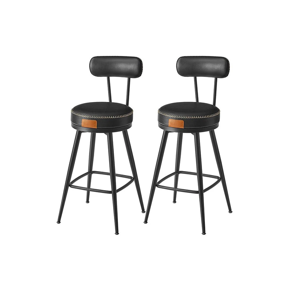 Slickblue Swivel Counter Stools with Synthetic Leather Backs, Set of 2