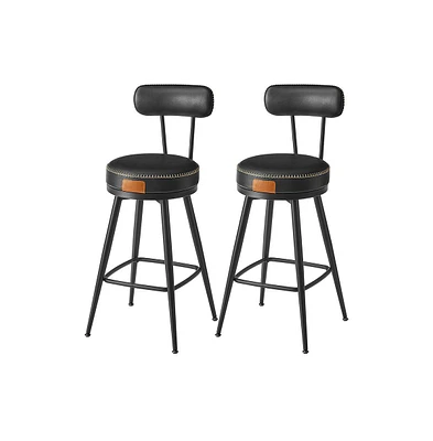 Slickblue Swivel Counter Stools with Synthetic Leather Backs, Set of 2