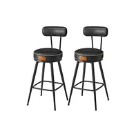 Slickblue Swivel Counter Stools with Synthetic Leather Backs, Set of 2