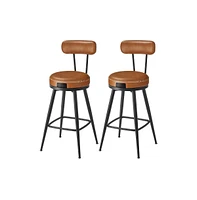 Swivel Counter Stools with Synthetic Leather Backs, Set of 2
