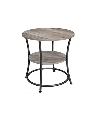 Slickblue Industrial 2 Layers Round Side Table With Shelves