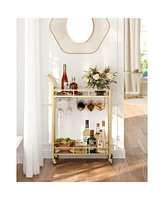 Slickblue Chic And Elegant Gold Bar Cart Serving Cart