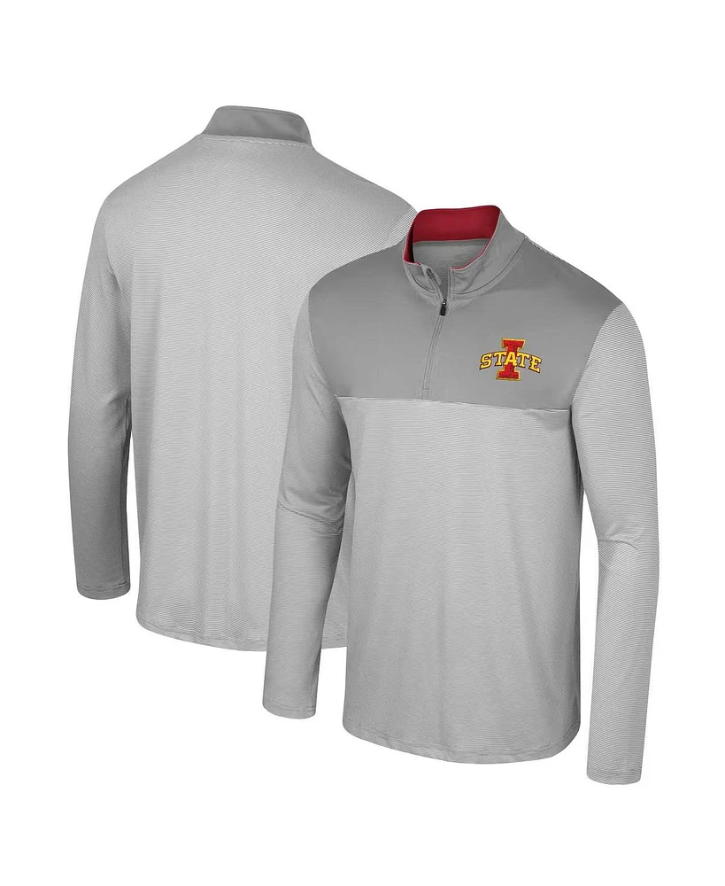 Colosseum Men's Gray Iowa State Cyclones Tuck Quarter-Zip Top