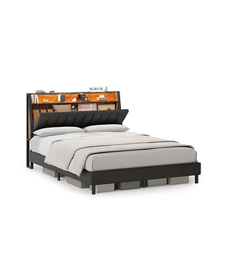 Slickblue Led Bed Frame Storage Headboard And Charging Station