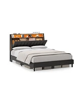 Slickblue Led Bed Frame Storage Headboard And Charging Station