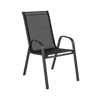 Merrick Lane Bardwell Piece Outdoor Dining Table Set For With Glass-Top Patio And Stack Chairs Flex Comfort Material