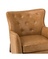 Basdeo Traditional Upholstered Armchair with Wooden Legs