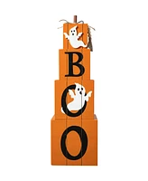 Glitzhome 25.5"H Halloween and Fall Wood Reversible Boxed Porch Decor