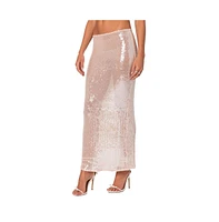 Edikted Women's Riki Sheer Sequin Maxi Skirt