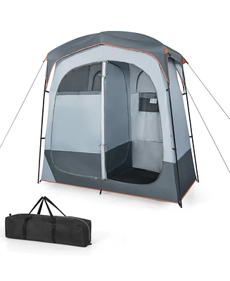 Costway 2 Room Shower Tent Oversize Privacy Shelter Portable Dressing Toilet Outdoor